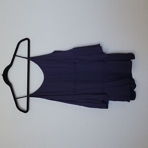 New York & Company Gauze blue cold shoulder boho blouse large